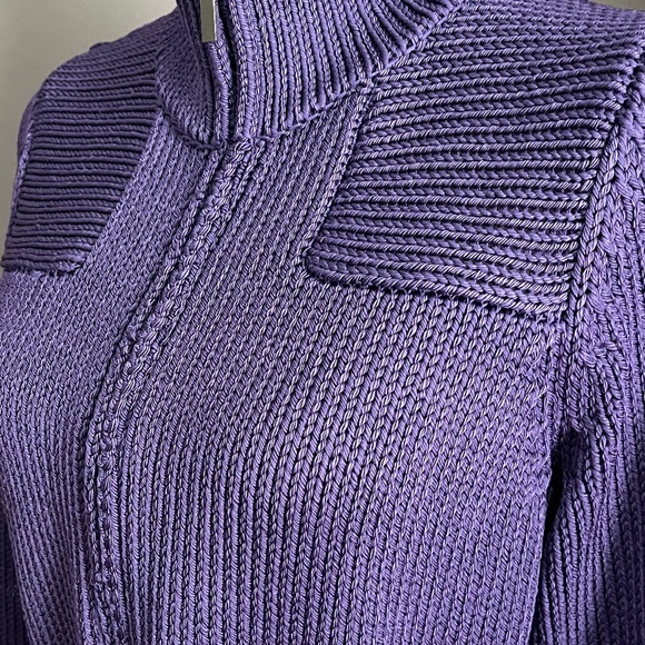 Doncaster Silk Knit Cardigan Sweater Jacket Sz S Zip Belted Purple Heavy Chunky - Picture 6 of 8